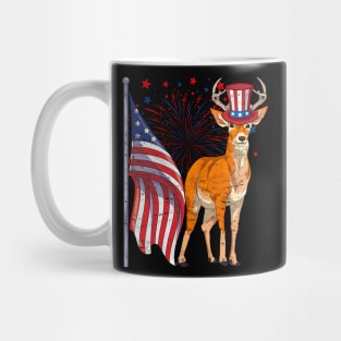 Patriotic American Flag Deer Lover 4th Of July Animal USA Mug